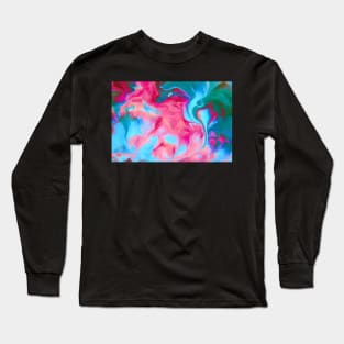 Abstract Pink & Blue Swirl Long Sleeve T-Shirt